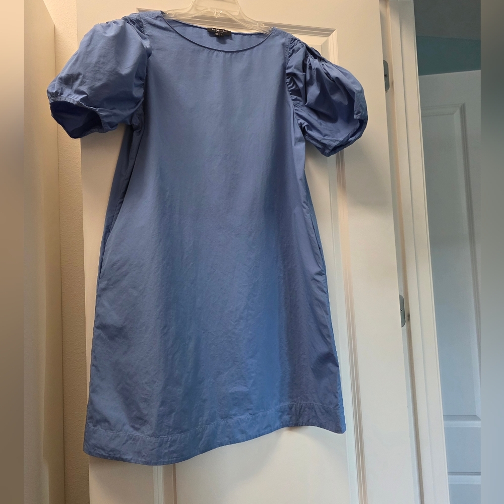 Lafayette 148 New York Sky Blue Puff-Sleeve Dress - Picture 3 of 5